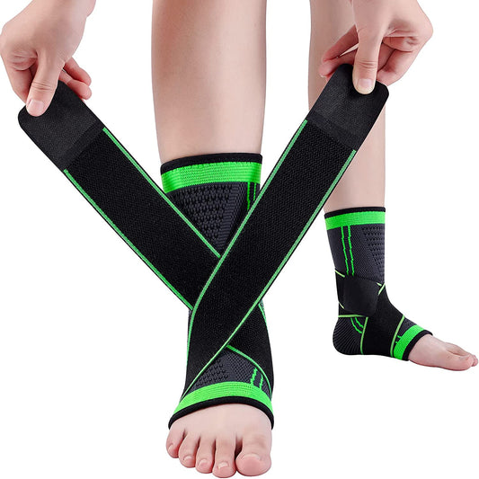 Ankle Support Braces (1Pair), Breathable Ankle Compression Sleeves with Adjustable Wrap,Elastic Ankle Brace Stabilizer for Plantar Fasciitis,Achilles Tendonitis,Sprained Ankle Pain Swelling Relief